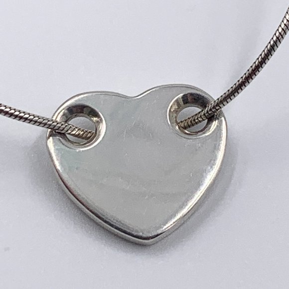 Authentic Tiffany & Co 925 Silver Full Heart Pendant Necklace - Picture 6 of 9